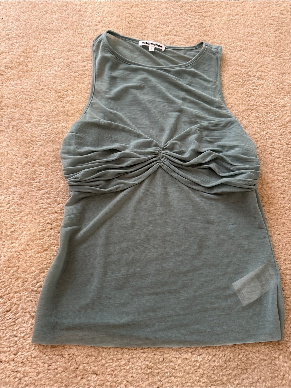 Reformation Sage Green Twist Front Tank Top